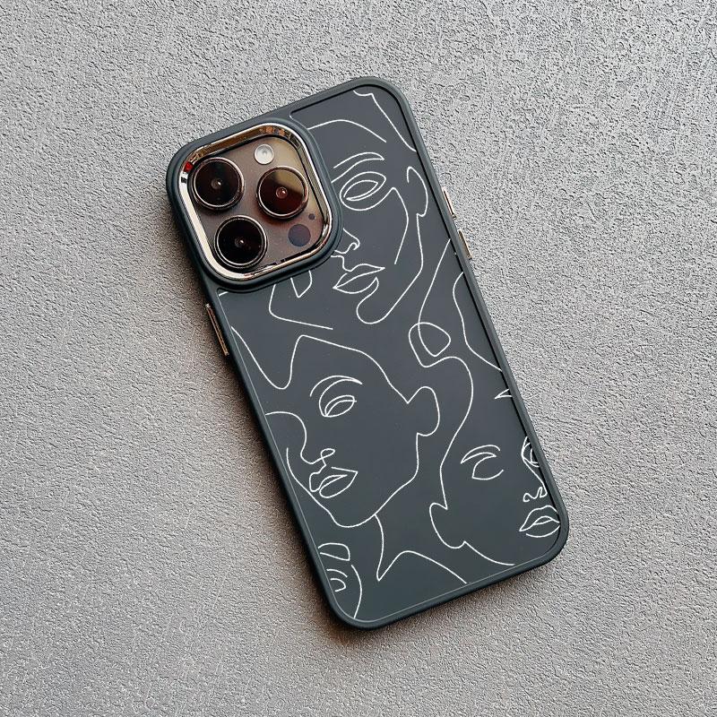 Abstract Geometric Art Line Face Silicone Phone Case for IPhone 16 13 12 11 Pro Max 15 14 Pro Max Plus 7 8 X XS XR Back Coque