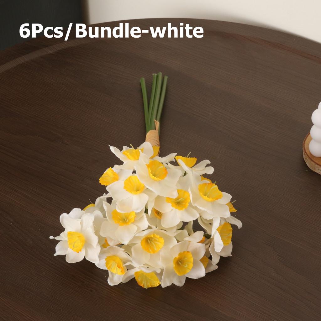 Künstliche Blume Osterglocke Seidenblumen Strauß, Frühlingsblume Kunstseide Blumenarrangement, Dekorative Akzente für Zuhause und Büro
