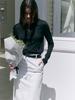 Mouth Back Slit Maxi Skirt (Off-White)