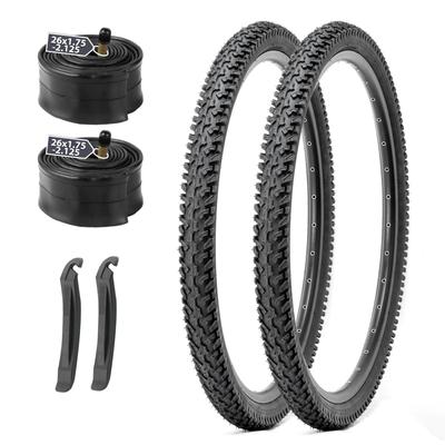 MOHEGIA 2er-Set 26" MTB Fahrradreifen: 26x2.125" 56-559 Mountainbike-Reifen - Pannensichere Faltbare Ersatzreifen, Schläuche und Reifenheber