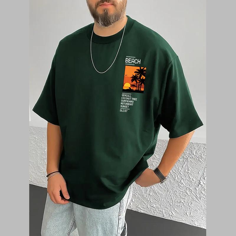 

Новая летняя мужская модная футболка с принтом «Personality Seaside», мужская футболка, топ 8XL зелёный