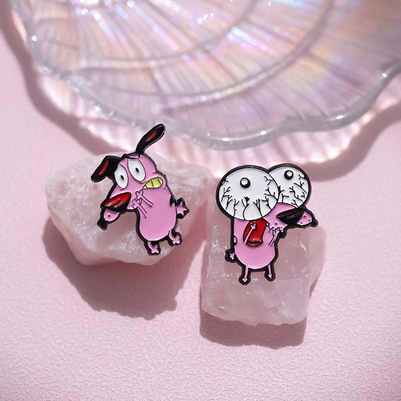 And Quirky Fun Dog Character Metal Badge Unique Eggplant Brooch For Trendy Fashion