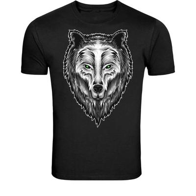 Wolf Head Green Eyes T-Shirt - Wild Animal Predator Graphic Tee