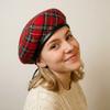 Béret Plaid Tartan Style Britannique Casquette Gavroche à Cordon Personnalité Chapeau d'Artiste Voyage