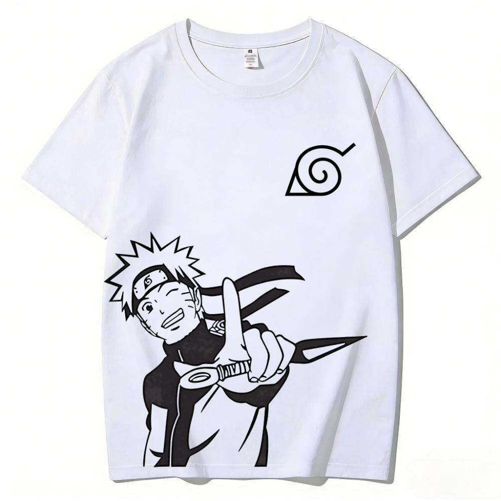 Naruto Kakashi Lightning Blade 2D Print Summer Cotton T-Shirt | Sharingan Anime Short-Sleeve Unisex Japanese Style