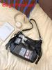 College Style Sweet Transparent Tote Bag With Zipper Pockets For Daily Use