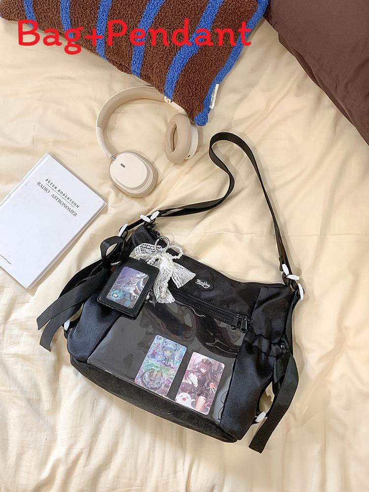 College Style Sweet Transparent Tote Bag With Zipper Pockets For Daily Use