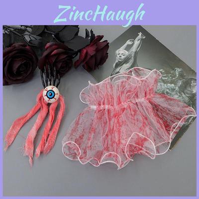 Princess Halloween Horror Bloodstained Hair Clip And Hand Skeleton Eye Ball Mask Set For Party Costume