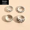 4PCS Gothic Trendy Jewelry Silver Color Skull Finger Rings for Women  Punk Heart Butterfly Boho Ring