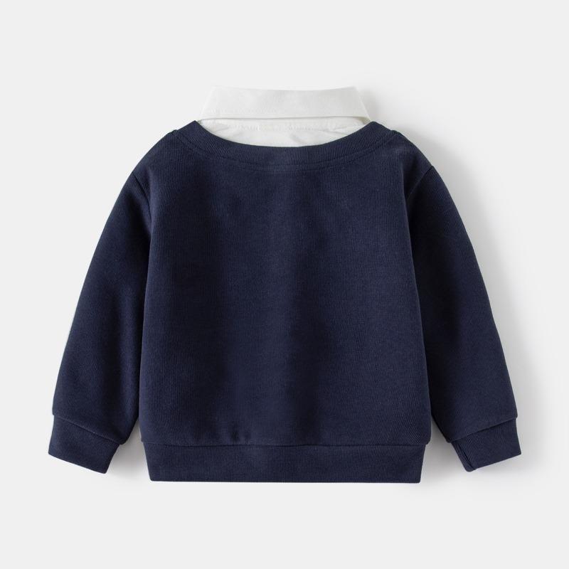 Spring New Baby Coats Children's Shirt Collar Sweatshirt, Boys' V-neck Tops Children's Clothes Fake Two Pieces Coat