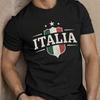 Italia Crest Graphic Men's T-Shirt Vintage Style Short Sleeve Breathable Cotton Tee