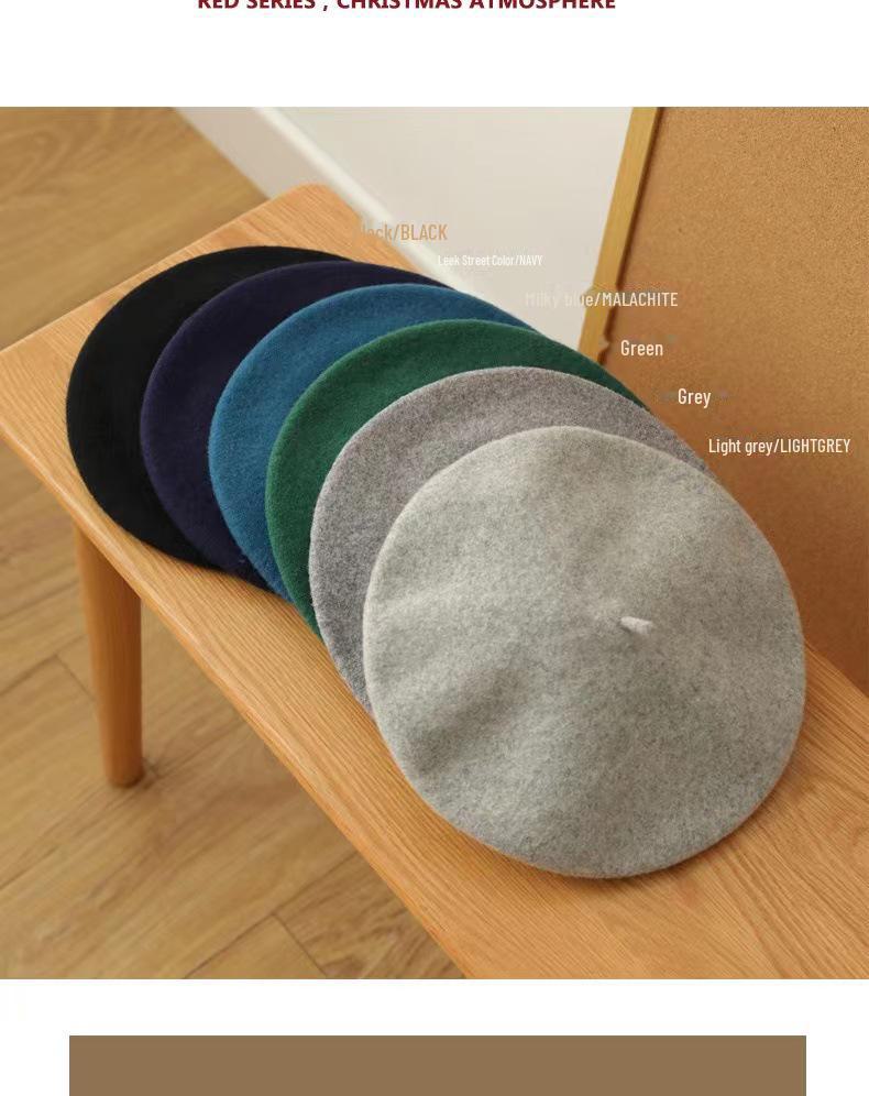 High-Quality Australian Wool Beret: Anti-Pilling, Korean Style, Solid Color, Retro Painter Hat for Girls