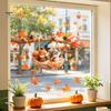 Seasonal Window Films 2Pcs Fall Maple Leaves Animals Static Stickers, Autumn Squirrel/Hedgehog/Rabbit/Raccoon Glass Removable Decor PVC Waterproof