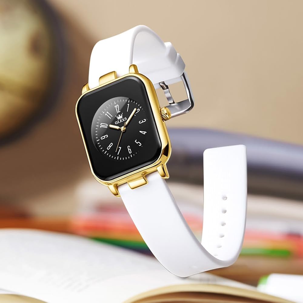 OLEVS Women's Watch Waterproof, Luminous Function, Silicone Band, Japanese Quartz Movement, White