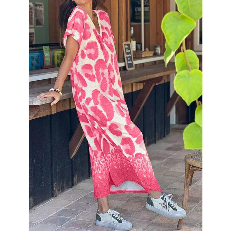 BITCED Women's Fashion Summer Spring Short Sleeve V-Neck Casual Dresses