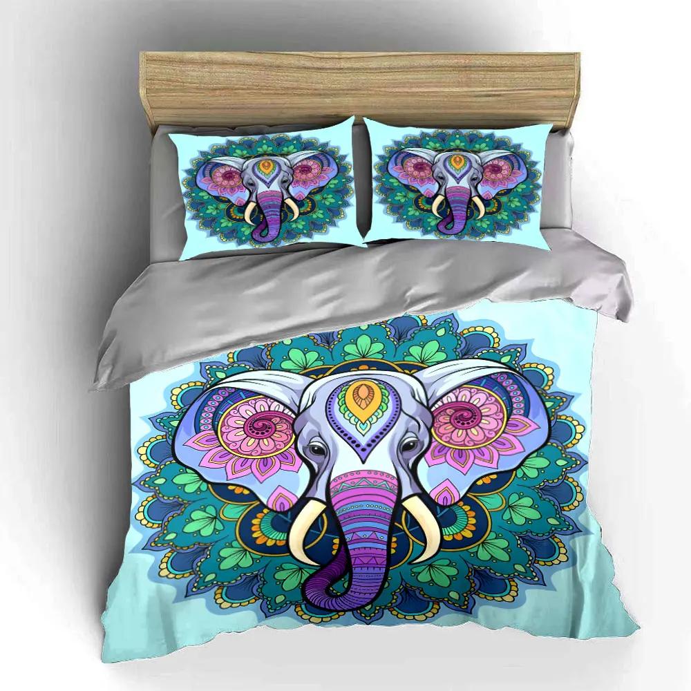 """Mandala Elefant Kunst Dekorations Set""" Mehrere Größen Kinder- und Schlafzimmer für Erwachsene Exquisites 3-teiliges Bettwäsche-Set Geschenk"""
