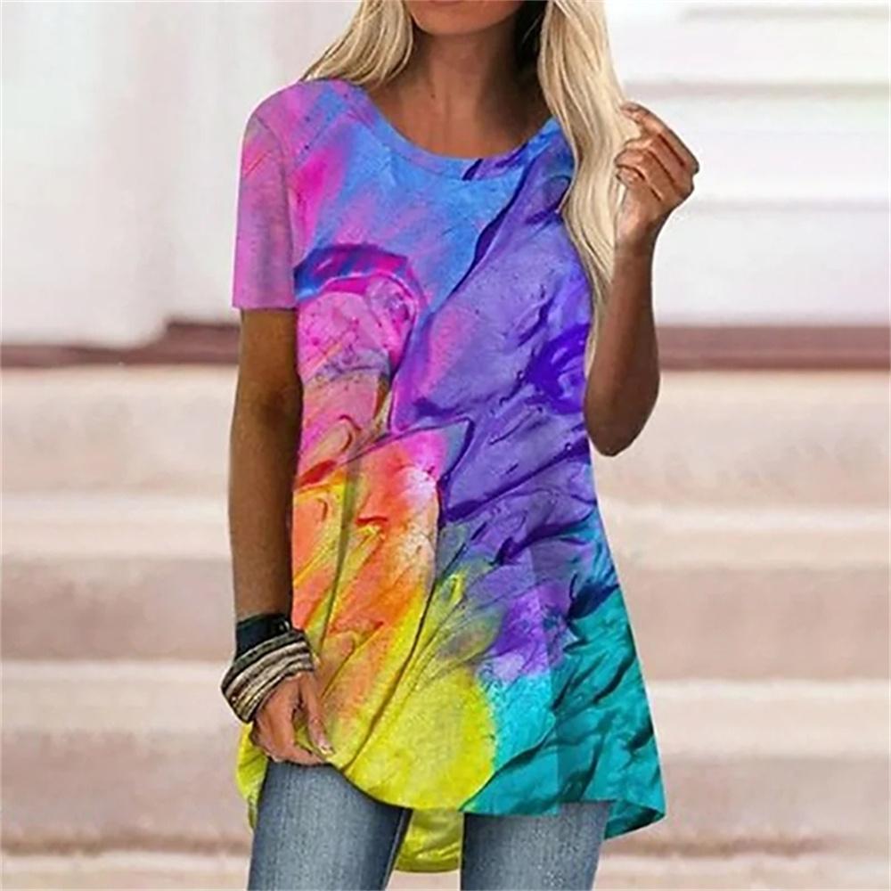 Summer Abstract T-Shirts 3D Printed Streetwear Women's Elegant Fashion Oversized O-Neck T Shirt Female Ladies Tees Tops Clothing