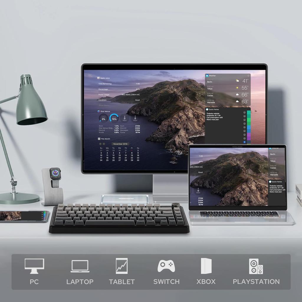 EPOMAKER X AULA F75 MAX Wireless Gaming Keyboard with TFT Creamy for and Technical Standards Approved Tri-Mode Screen, Hot-Swappable Knobs,