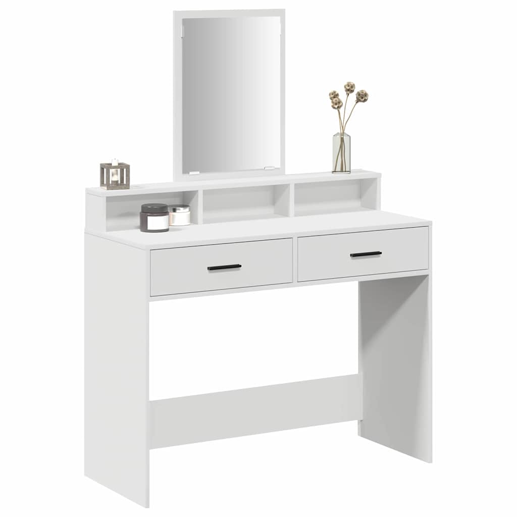 Makeup Table with Shelf White 100 x 41 x 140 cm Engineered Wood