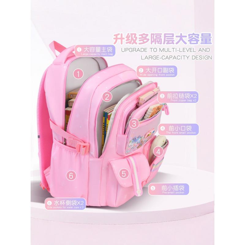 School Bags For Primary School Students And Girls, Multi-Layer Large-Capacity Lightweight Burden Reduction Three-Piece Set, School Bags Are Childlike