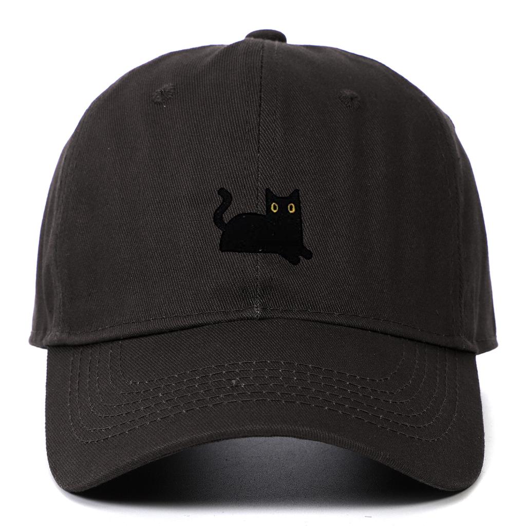 Soft Baseball Cap Embroidered with a Black Cat, Suitable for Men and Women, Duckbill Hat