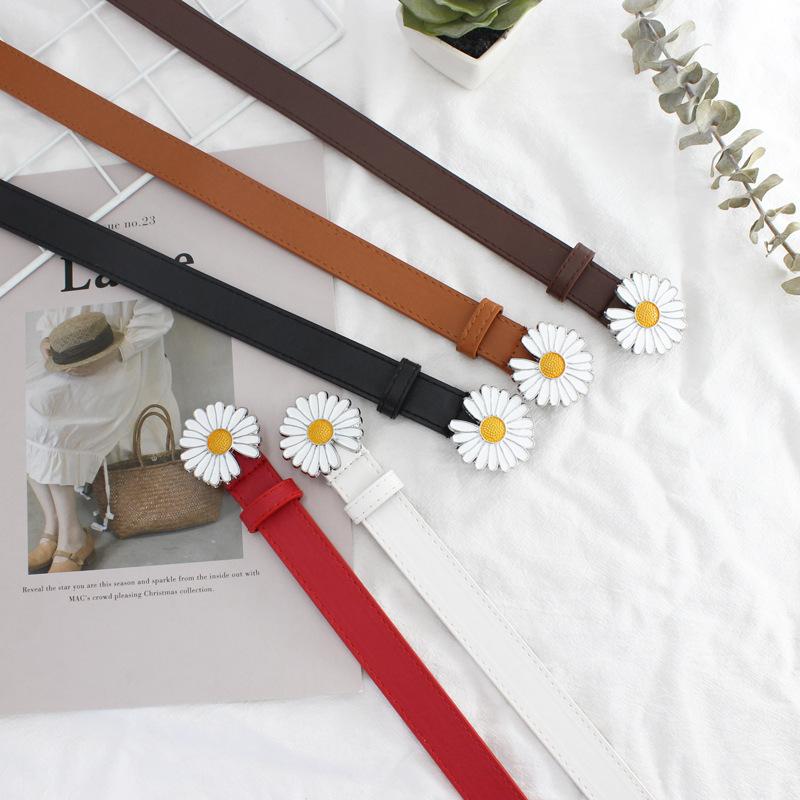 Smooth Buckle Skirt With Small Daisies Thin Belt Schoolgirl Decorative Jeans With Tide