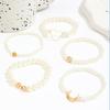 European & American Style Heart Crescent Moon Faux Pearl Layered Bracelet