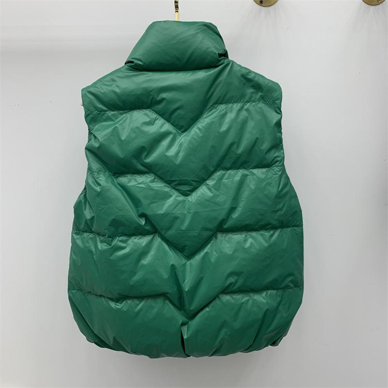 Frauen Herbst Weiße Ente Unten Mantel Jacke Gepolsterte Weste Stehkragen Ärmellose Zipper Tasche Verdicken Lose Alle Spiel Einfarbig