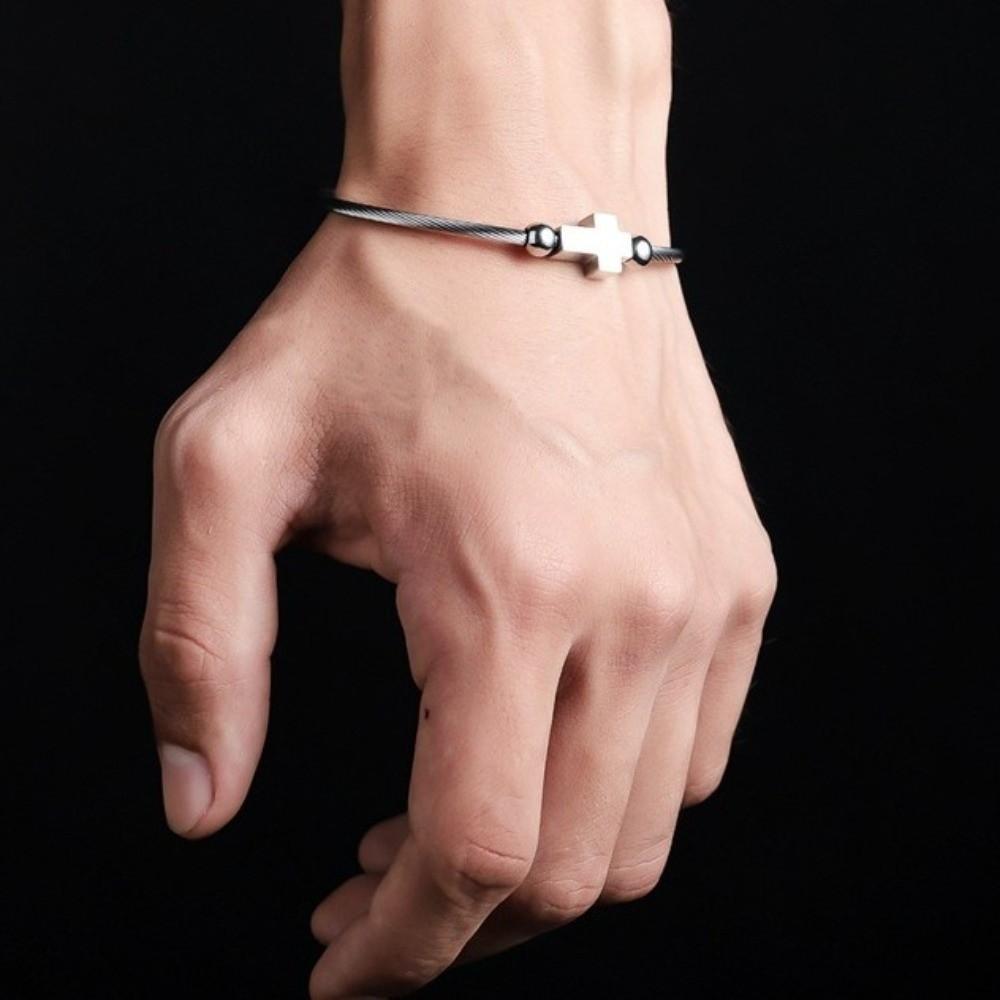 Vintage Religious Bracelet Silver Couple Bracelet Trendy Open Bangle Bracelet  Casual Jewelry