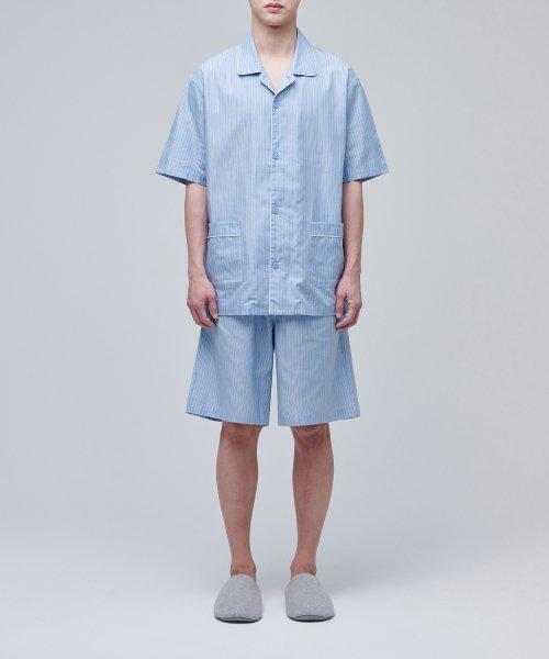 [Musinsa Standard] Cotton Tencel Half Pajama Set [Sky Blue Stripe] [Shipped from Korea] 100% Authentic