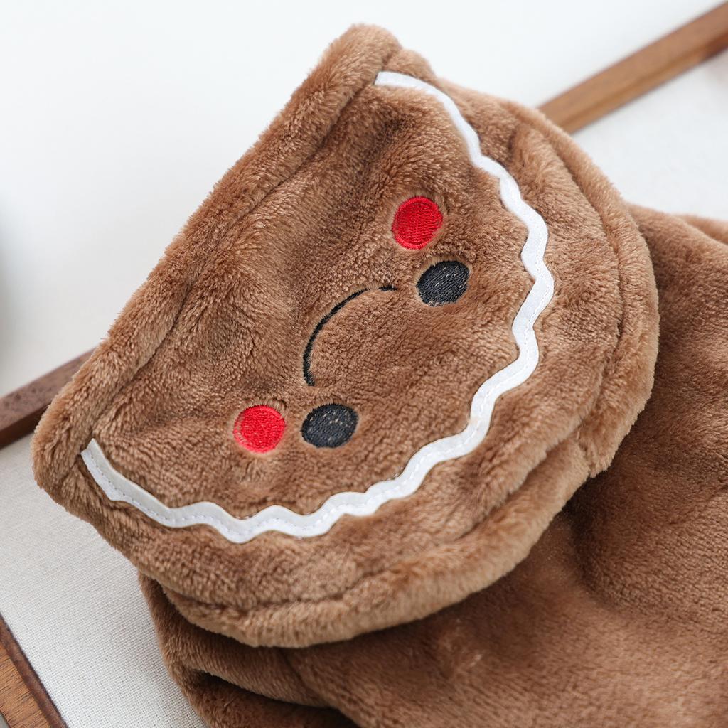 2026 Velvet Gingerbread Christmas Pet Hoodie Transformation Clothes Malzis Autumn and Winter Festival Warm Traction Hoodie