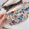 Retro Flower Pattern Canvas Cosmetic Bag Makeup Bag Travel Toiletry Accessories Organizer Pouch