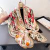 Thin Printing Simulation Silk Brocade Sunscreen Colorful Flower Silk Scarf Long Scarf Shawl Versatile Headscarf Scarf