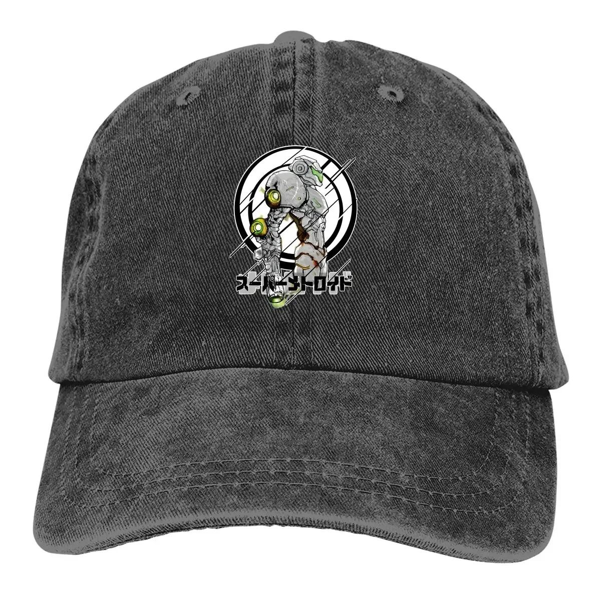 

Washed Men s Baseball Cap Unique Trucker Snapback Caps Dad Hat Super Metroid Game Golf Hats Adjustable темно-синього кольору
