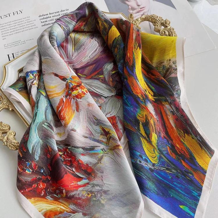 Light Luxury Carriage! Temperament Silk Silk Scarf Women'S Spring Summer Versatile Chinese Square Scarf Mulberry Silk Silk Scarf Shawl Autumn