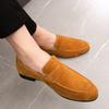 Spring New Suede Casual Men Shoes Fashion Slip on Loafers Male Leather Comfortable Flat Shoes Moccasins Classic Driving Shoes