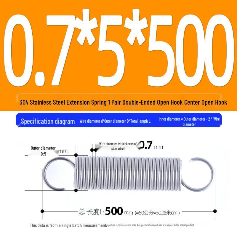 Arc de extensie din oțel inoxidabil 304 de 500 mm cu cârlige deschise și inel cu buclă dublă, personalizabil.