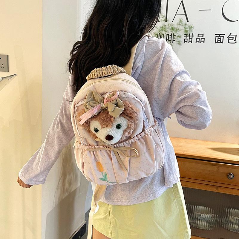Schoolbag Cute Bear Cute Soft Girl Backpack High School Student Large Capacity Backpack Cartoon Summer Series School Bag