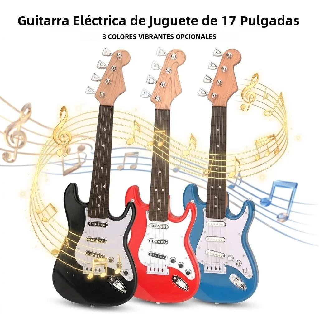 17 Inch Kids Electric Guitar Toy 4 Strings LED Lights Portable Musical Instrument Birthday Gift for Beginners Boys Girls Toys