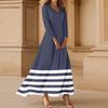Women's Three-quarter Sleeves Fashionable Floral Stripe Print Loose Casual Comfortable Dress