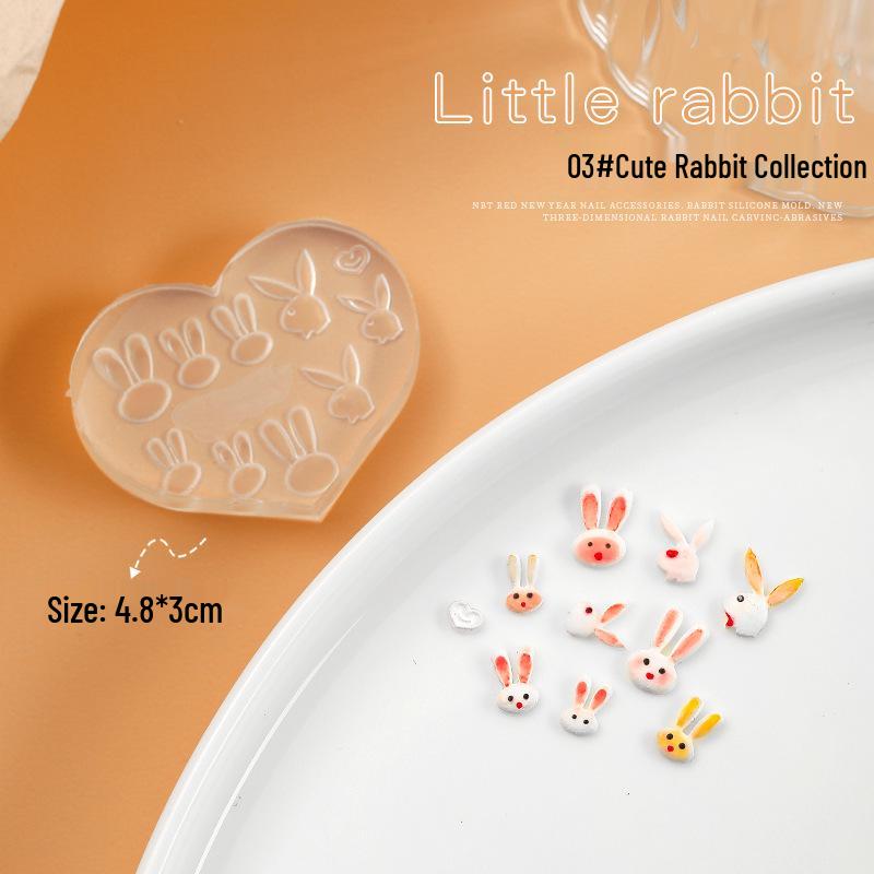 3D Heart Bunny Nail Art Silicone Mold - Japanese Design