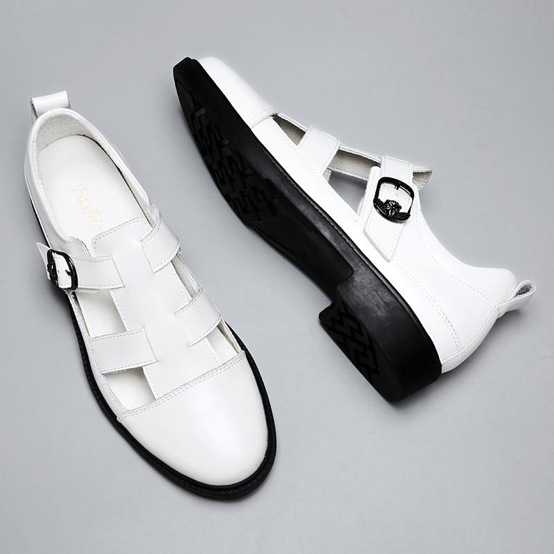 Fashion Stylish Casual Leather Sandals Outdoor Men Summer Flats Breathable Slippers Non-slip Comfortable Beach Shoes Light Roma Footwear