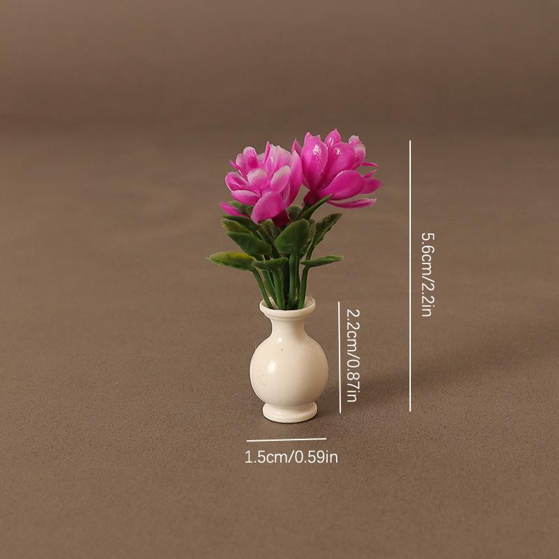 1:12 Dollhouse Miniature Vase Potted Plants Flowerpot Bonsai Model Garden Home Decor Toy Doll House Accessories