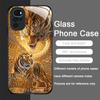 Shiny Golden Dragon and Tiger Pattern Tempered Glass Phone Case for Motorola Moto G85 G84 G75 Edge 50 Fusion 40 Neo 30 Pro Cover