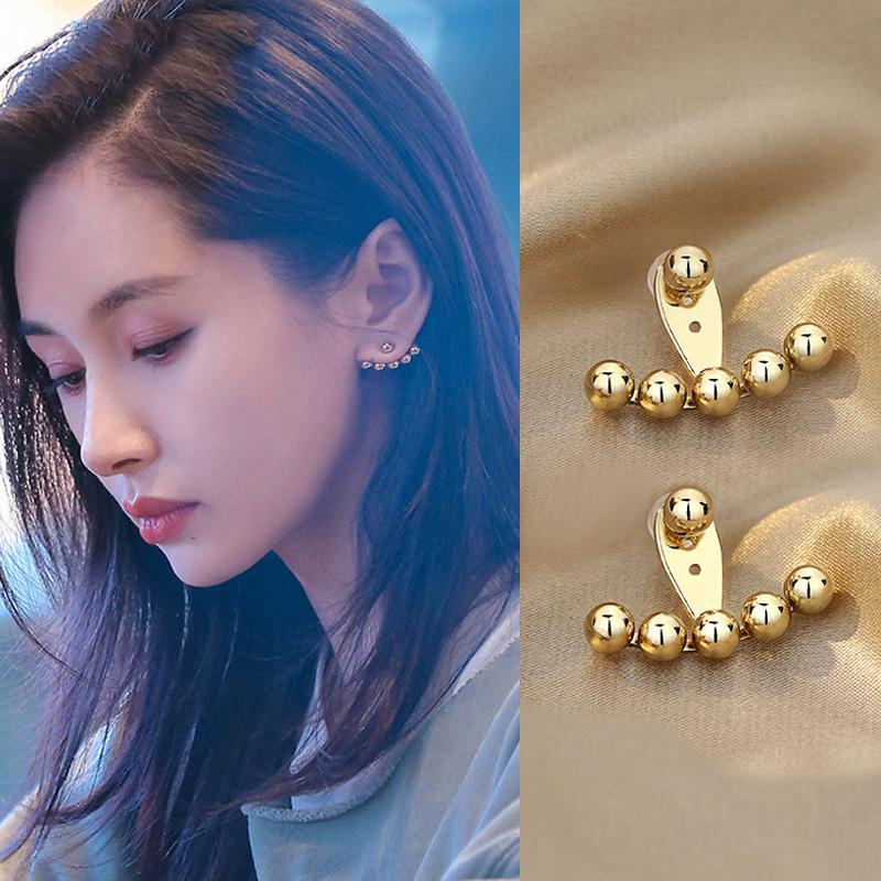 Trendy 2022 Niche High-End Beaded Hanging Stud Earrings - Light Luxury Style for Autumn/Winter
