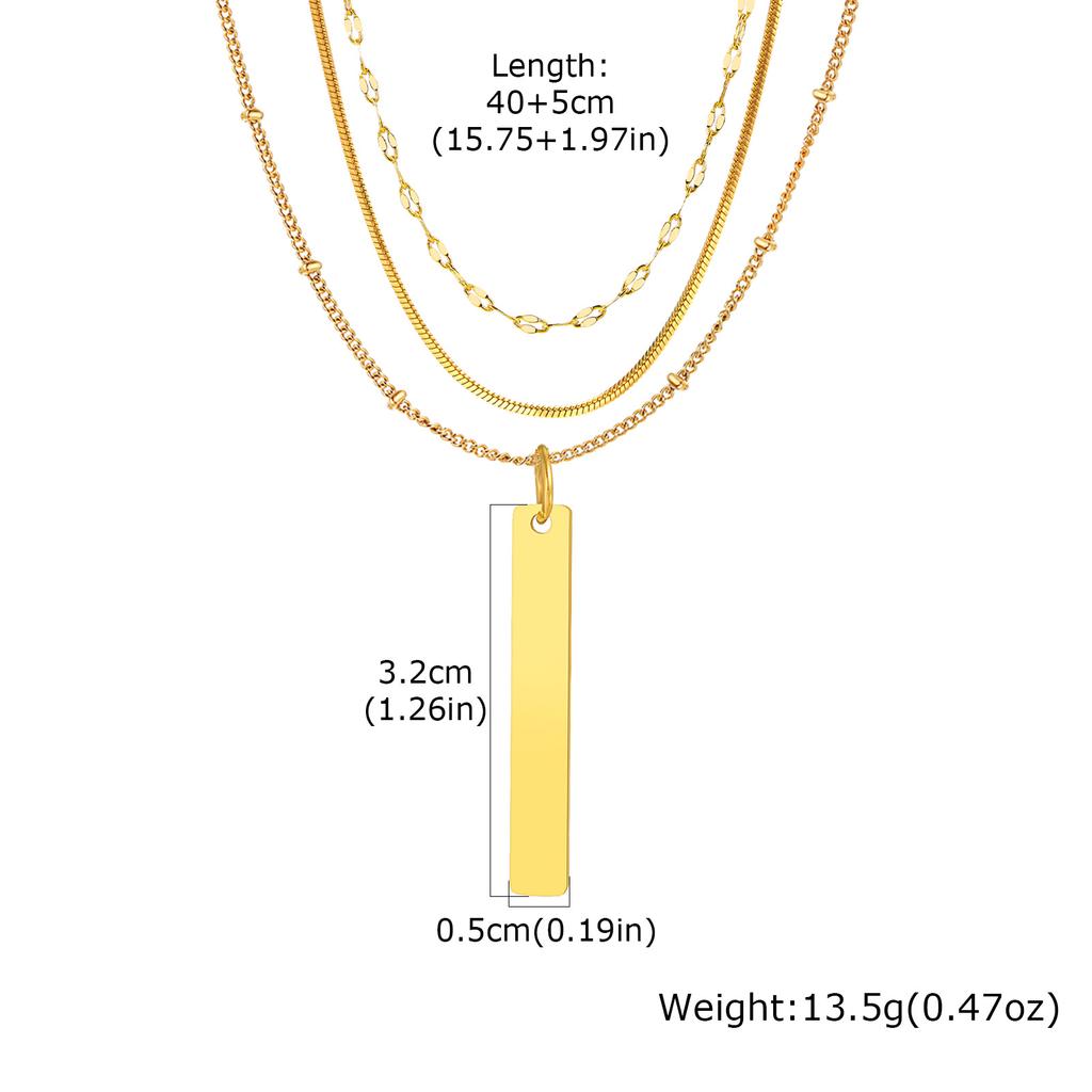 Layered Vertical Bar Pendant Necklace for Women Clavicle Chain Collarbone Choker Necklace 18K PVD Gold Plated Jewelry Waterproof