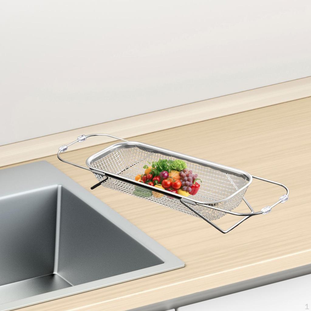 Verstellbarer Abtropfständer für Spülbecken zur Aufnahme von Utensilien und zum Abseihen von Lebensmitteln