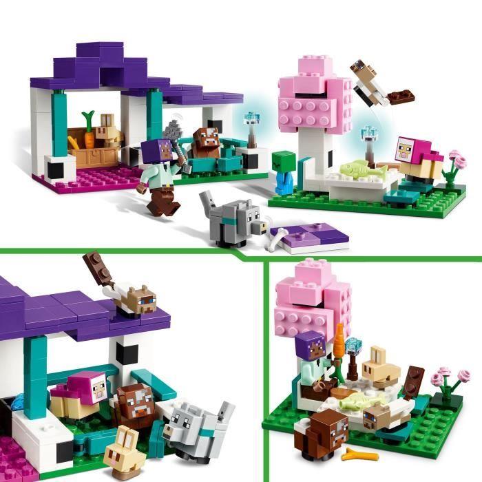 Lego® 21253 minecraft le sanctuaire animalier, jouet de biome plaine, minifigurines de personnages et figurines d'animaux