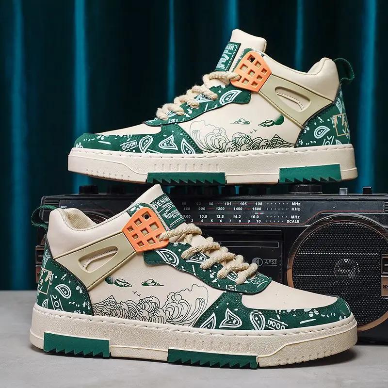 

Кешью цветок высокие туфли для мужчин весна и осень 2024 новый тренд универсальная молодежная спортивная повседневная обувь обувь для мужчин 44