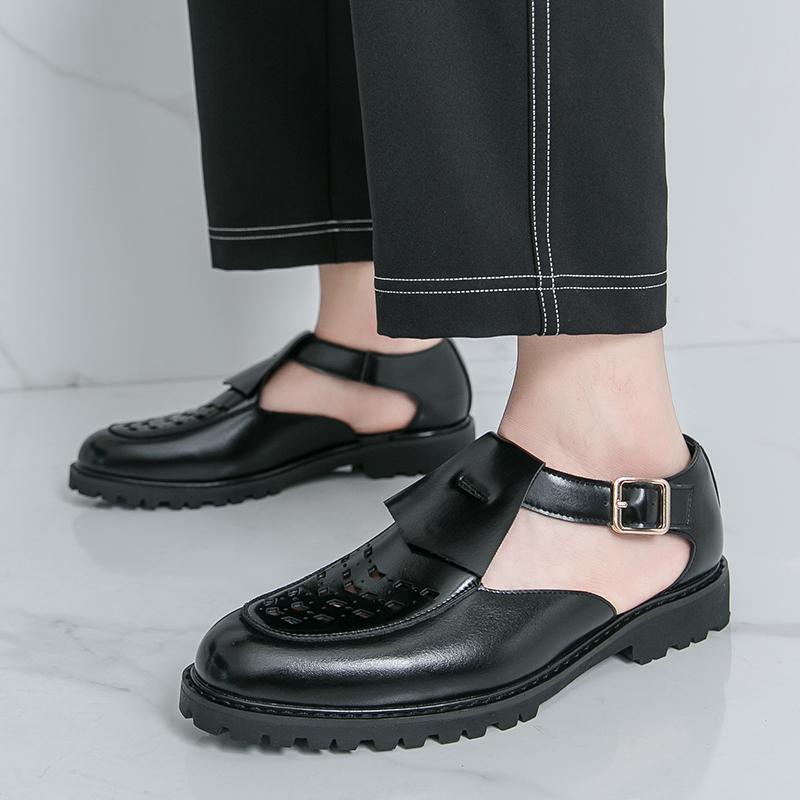 Fashion Retro Men Business Sandals Dark Brown Thick-soled Anti-slip Lightweight Comfortable Fashionable Sandals Sizes 38-46 Men Sandals